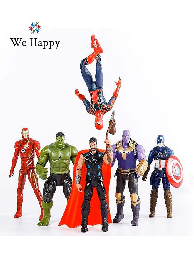 6 Pieces Super Hero Action Figures Inspired Model Collectible Toys For Kids Birthday Cartoons Cake Topper Theme Party Supplies  MRVL 16CM