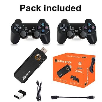 X8 pro 4K Retro Game Console 30000+ Video Game Stick +2x Wireless Controllers