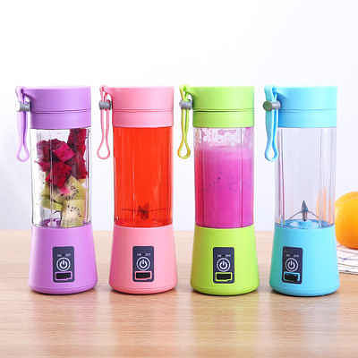 380ml portable electric juice blender juicer machine USB rechargeable stainless steel 6 Blade Random color