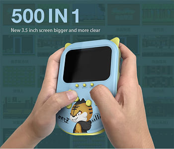 A11 Cat Ear Handheld Game Console with Power Bank Function 3.5 Inch Screen 500 in 1 Games Retro Classic Gaming Console