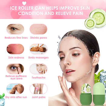 Silicone Ice Roller For Face Reusable Face Rollers Massager & Eye Facial Roller Box Face Ice Silicone Roller For Skin Glow Shrink & Tighten Skin and Pores