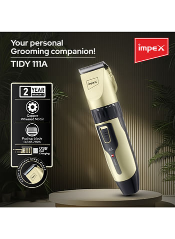 Impex Trimmer And Professional Hair Clipper, Rechargeable Trimmer, USB Fast Charging, Sharp Stainless Steel Blade,4 Attached Clips, Push Up Blade (0.8-2mm), 60-90 Minutes Working Time