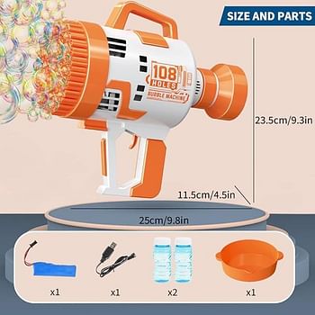 New High-Quality Upgraded Handheld Bubble Cannon Gun 108 Holes Bubble Machine Gun, Bubble Blower with Colorful Lights, For Wedding, Day-Graduation, Day-Summer, Parties-Camping Trips-Carnivals-Beaches, Gift For New-Couples, Toddlers, Teenagers, Boys And Gi