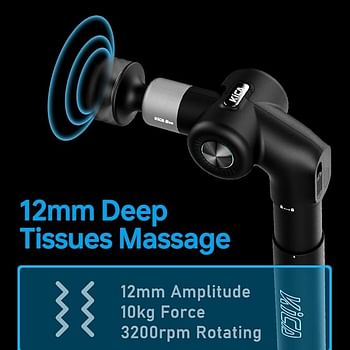 KiCA EVO Electric Deep Tissue Percussion Massager Massage Gun with 12 MM Amplitude 3200RPM for Muscle Sore Therapy Back Full-body Muscle Foldable and Extendable Heated head