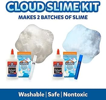 Elmer’s Cloud Slime Kit Slime Supplies Include Elmer’s White School Glue, Elmer’s Glitter Glue Pens, Magical Cloud Dust, Elmer's Magical Liquid Slime Activator, 10 Count