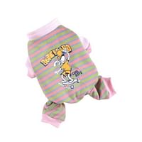 Hong Pet Striped Paneled Skateboard Print Four Legged Sweatshirt - Pink Small