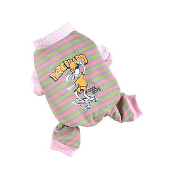 Hong Pet Striped Paneled Skateboard Print Four Legged Sweatshirt - Pink Small