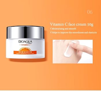 6Pcs BIOAQUA Vitamin C Skin Care Sets Moisturizing Hydrating Eye Face Cream Facial Serum Cleanser Skin Care Set