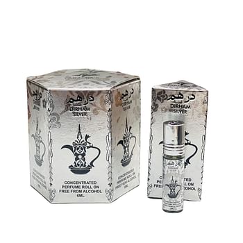 Dirham Silver Attar Roll On 6ml - 2 Piece Set