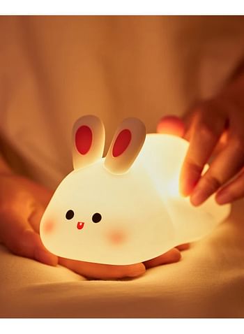 Rabbit Silicone Night Light for Children with Timer Usb Rechargeable Dimming Touch Lamp Sleeping Bedroom Cartoon Animal Decor Gift