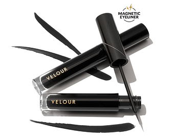 Velour Magnetic Lash & Go Eyeliner - Fine Tip Liquid Magnetic Eyeliner + Lash Glue Hybrid for Magnetic Eyelashes & False Lashes - 2-in-1 Self Adhesive Eyeliner for Magnetic Lashes - 3.5 ml (Black)