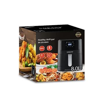 Sokany, Digital Air Fryer 8 L 2000 Watt Sk-Zg-8043 - Black