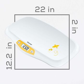 Beurer BY80 Digital Baby Scale Accurate Weighing for Infants and Pets Large Display - White/Yellow