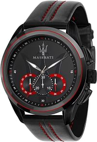 Maserati Watch (Model: R8871612023) Leather strap Black dial size 45mm