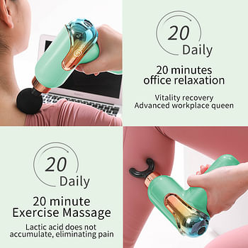 4 Heads High frequency Massage Gun Muscle Relax Body Relaxation Electric Massager with Portable Bag Therapy Gun for fitness Green