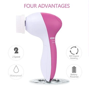 5-in-1 Beauty Care Brush Massager Scrubber Face Skin Electric Facial Cleanser