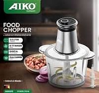 AIKO AK652CH Food Chopper 750 Watts A++ Energy Grade Laser-Cut Titanium 6-Toothed Blade, Stainless Steel Motor Body Digital display Anti-Slip Pad Shredder