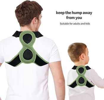 Posture Corrector for Women Men Upper Back Brace Helps Relieve Back Strain Slouching & Text Neck, Eight Points of Support One Size Fits Most Adjustable Straps Sitting Posture Correction Belt