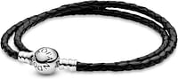 PANDORA Women Leather Wrap Bracelet, 36 Cm 590745Cbk-D1 (590745CBK-D2) - Black