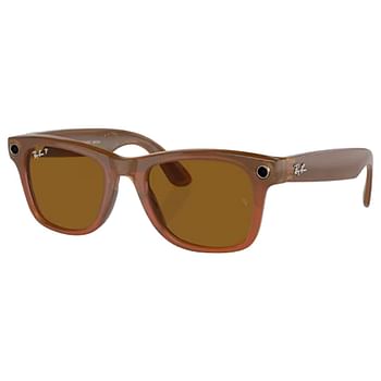 Rayban Metal Wayfarer Shiny Caramel Smart Sunglasses for Men & Women Polar - Brown