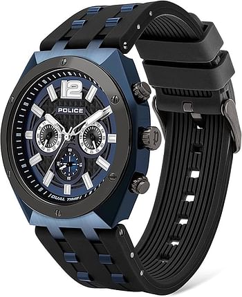 Police Men's Silicone Strap Chronograph Wrist Watch P 15995JSBLU-03P - Black/Blue