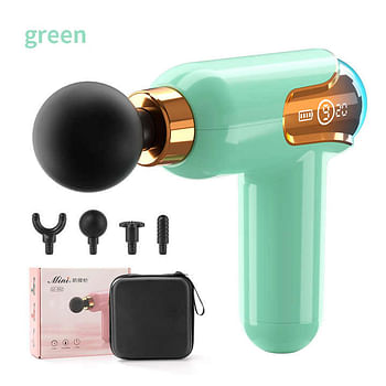 4 Heads High frequency Massage Gun Muscle Relax Body Relaxation Electric Massager with Portable Bag Therapy Gun for fitness Green