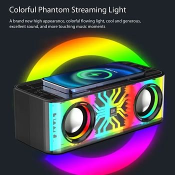 Bluetooth Speaker Portable HM-A9Pro Transparent RGB Lighting Double Horn Subwoofer with Wireless Charging