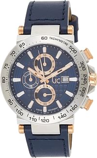 Gc Men's Quartz Watch, Analog Display And Leather Strap Y37004G7 - Blue