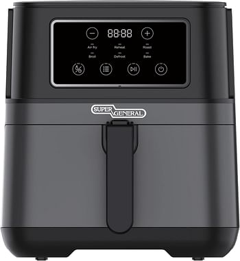 Super General Air Fryer, 5.5L,1550W-1850W 6 Preset Programs LED Display SGAF5501