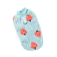 Hong Pet Flannel Print Vest Ribbed Medium- Strawberry Green