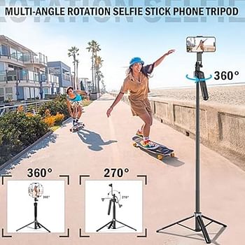 Auto Face Tracking Tripod 360 Rotation with Stand Android and iPhone Tripod Holder with Remote and Gesture Control No App Built-in Tracking Camera Selfie Stick Tripod for Vlog Video Recording Tiktok