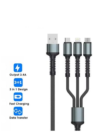 LDNIO 3-in-1 Fast Charging Cable (Model LC93) - 1.2m Length