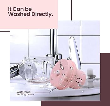 Electric Garlic Chopper Garlic Crusher Cordless Food Processors Stay-Sharp Blade One Touch Pulse USB Rechargeable - Pink