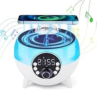 Bluetooth Speaker with Lights, 15W Wireless Charger with Ambient Lighting, 5 in 1 Galaxy Star Projector Table Lamp and Alarm Clock, Night Light Bedside Lamp for Bedroom Home Decor Birthday Gifts