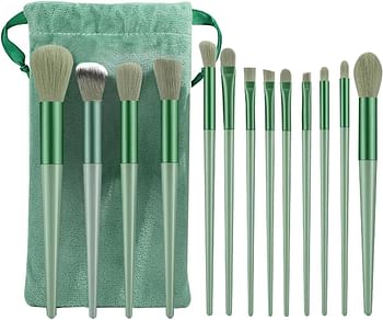 Makeup Brush Set 13 Pcs Professional Makeup Brush Set Eyeshadow Brush Blush Brush Foundation Brush Eyeliner Brush Set Makeup Brush Set - Green