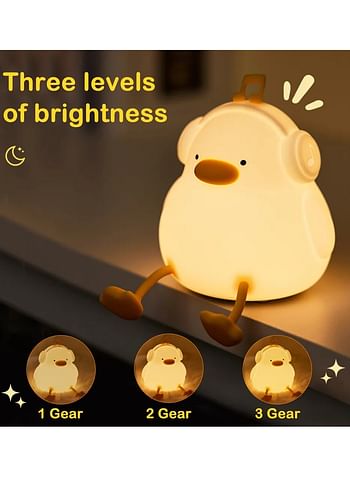 Duck Silicone Night Light for Children with Timer Usb Rechargeable Dimming Touch Lamp Sleeping Bedroom Cartoon Animal Decor Gift