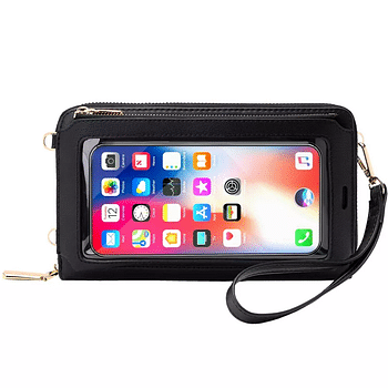 Women Touch Screen Wristlet Handbag RFID Wallet Purse Crossbody Cell Phone Bag - Black