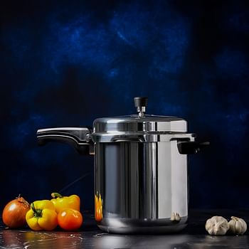 Royalford Induction Base Pressure Cooker Equipped with Improved Regulator and Controlled GRS Durable Aluminum Construction Firm Handles Compatible Silver 12.0 L RF11645