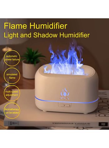 RGB Flame Aroma Diffuser Humidifier, USB Desktop Simulation Night Light, Aromatherapy Purifier, Air for Bedroom, 7 Colors