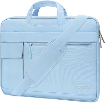 MOSISO Laptop Shoulder Bag Compatible with MacBook Air/Pro 13-13.3 Inch Notebook Compatible with MacBook Pro 14 Inch M3 M2 M1 Pro Max 2023-2021 Polyester Flapover Briefcase Sleeve Case Airy Blue