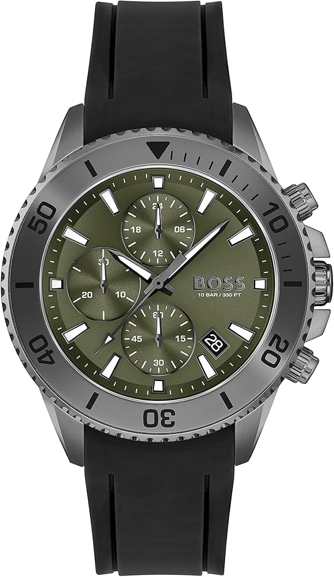 HUGO BOSS ADMIRAL Men Watch Green Dial HB1513967 45mm - Black