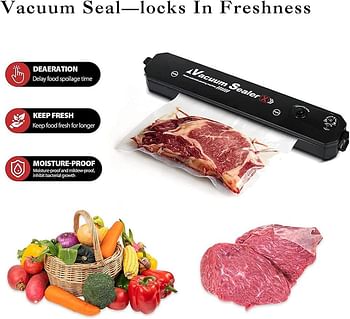 Vacuum Sealer Food Saver Vacuum Sealer Machine One Touch Automatic For Food Preservation With 10Pcs Sealer Bags