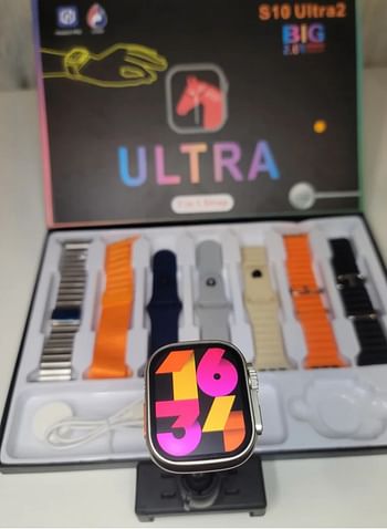 Smartwatch ULTRA with 7 Extra Multicolor Silicone Straps, Best Smart Watch (S10 ULTRA 2)