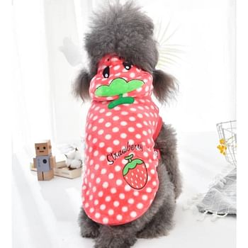 Hong Pet Cute Strawberry Design Hoodies - Red Medium