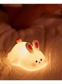 Rabbit Silicone Night Light for Children with Timer Usb Rechargeable Dimming Touch Lamp Sleeping Bedroom Cartoon Animal Decor Gift