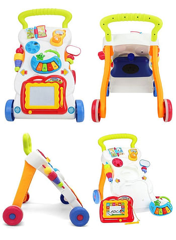 We Happy Baby Walker with Music and Toys Multi Functional Early Learning, Fine Motor, Limb Training Trolley Detachable Piano, Rattle, Lights, Phone - 6+ Months