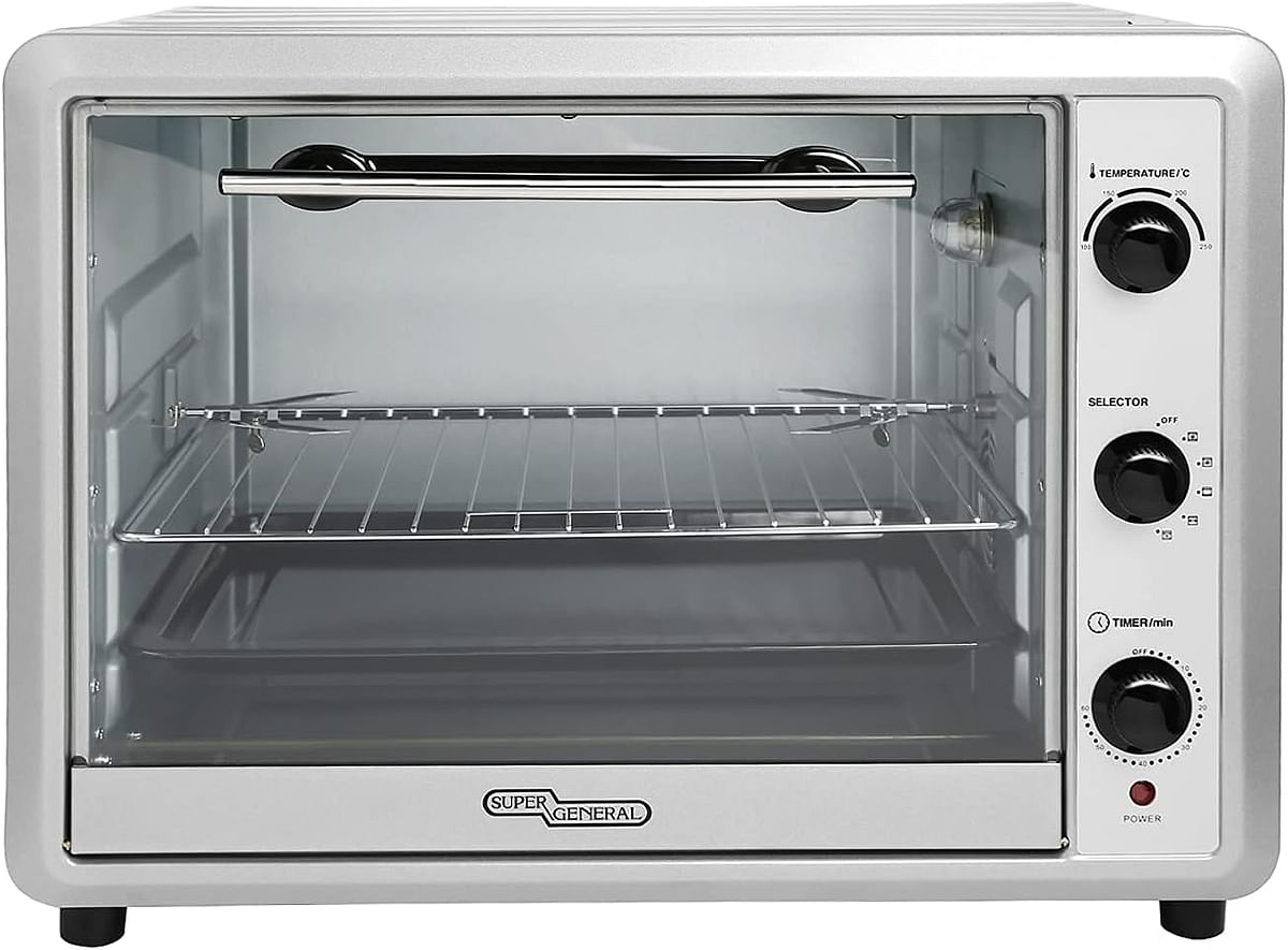 Super General 60 Liter Stainless Steel Electric Oven, Rotisserie-Grill, Convection-Oven, Complete-Heat SGEO064KRC - Silver