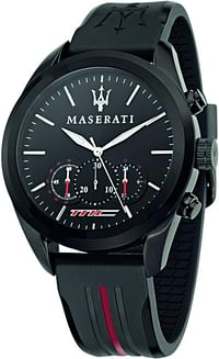 Maserati Watch Black Rubber Black Sunray dial Size 45