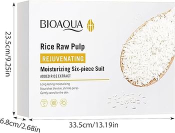 Skincare 6pcs Set Women Rice Extract Skin Care Sets & Kits, Rice Moisturizer, Rice Raw Pulp Essence, Skin Brightening Essence, Eye Cream, Cleanser Facial Cream Lotion