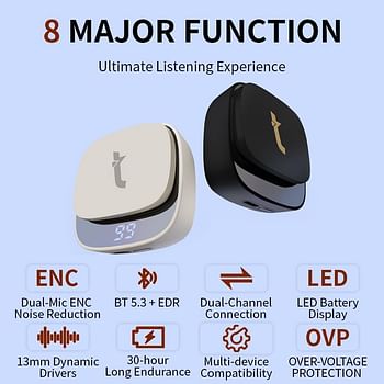 Netac LK-95 True Wireless Earbuds BT 5.3+EDR Power Display Touch Control 30 Hours of Battery Life